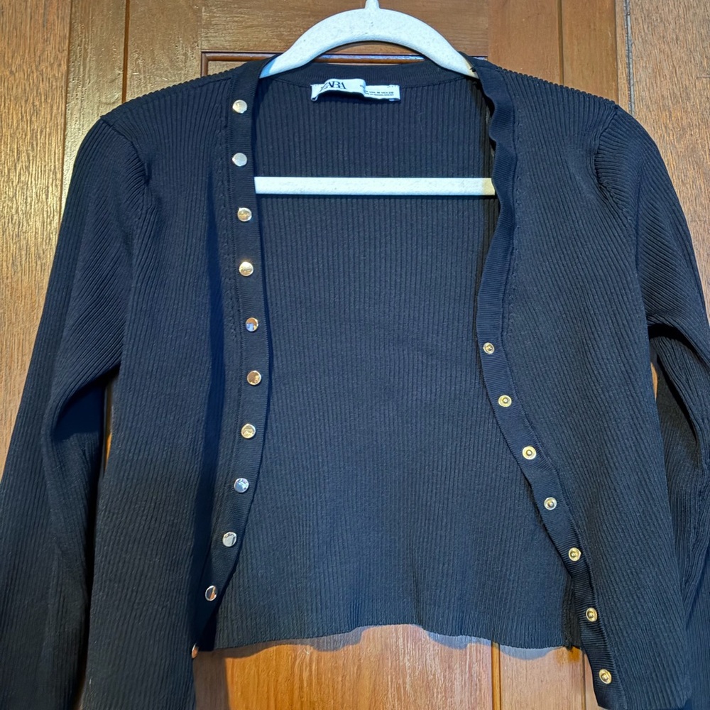 Zara Black Ribbed Knit Sweater